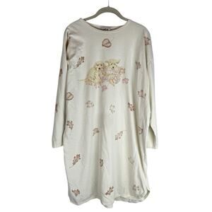 Vintage Northern Reflections long sleeve fall leaves puppy nightgown One Size